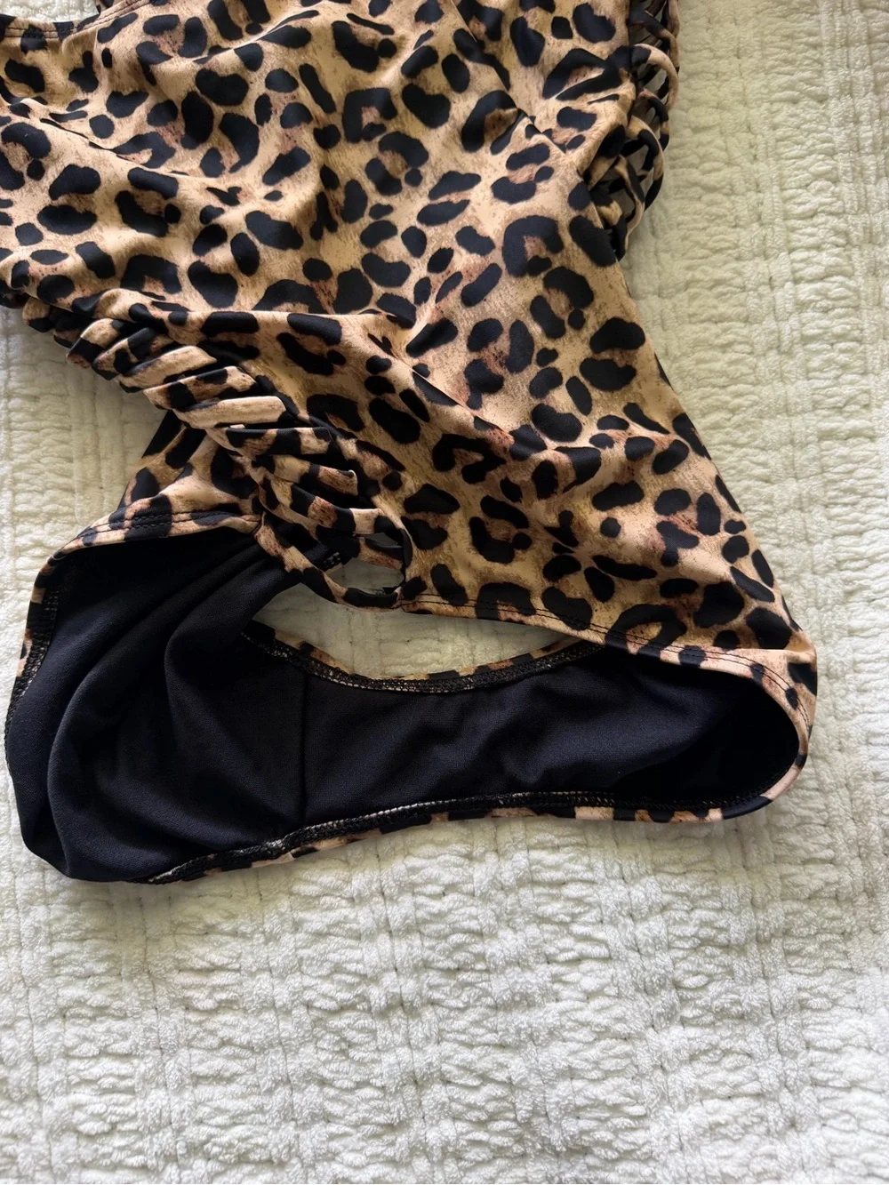 Revamped‎ swim Leopard Strappy Side One Piece Swimsuit Small